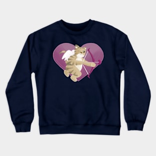 Valentine cat and pink heart Crewneck Sweatshirt